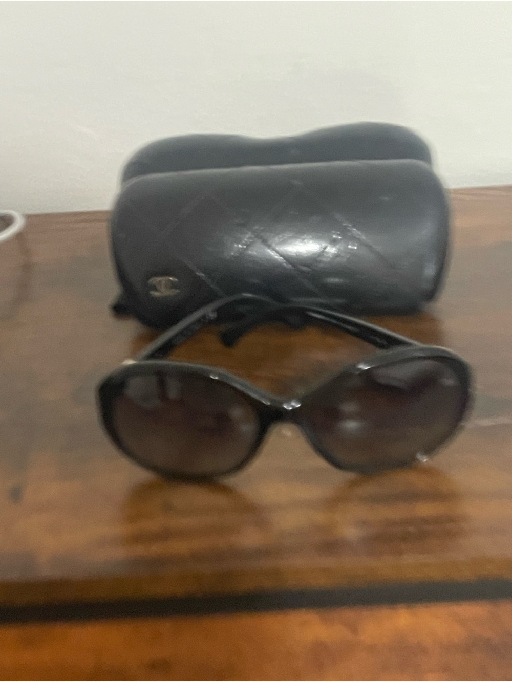 CHANEL Black Oversized Women's Sunglasses with Quilted Logo Case